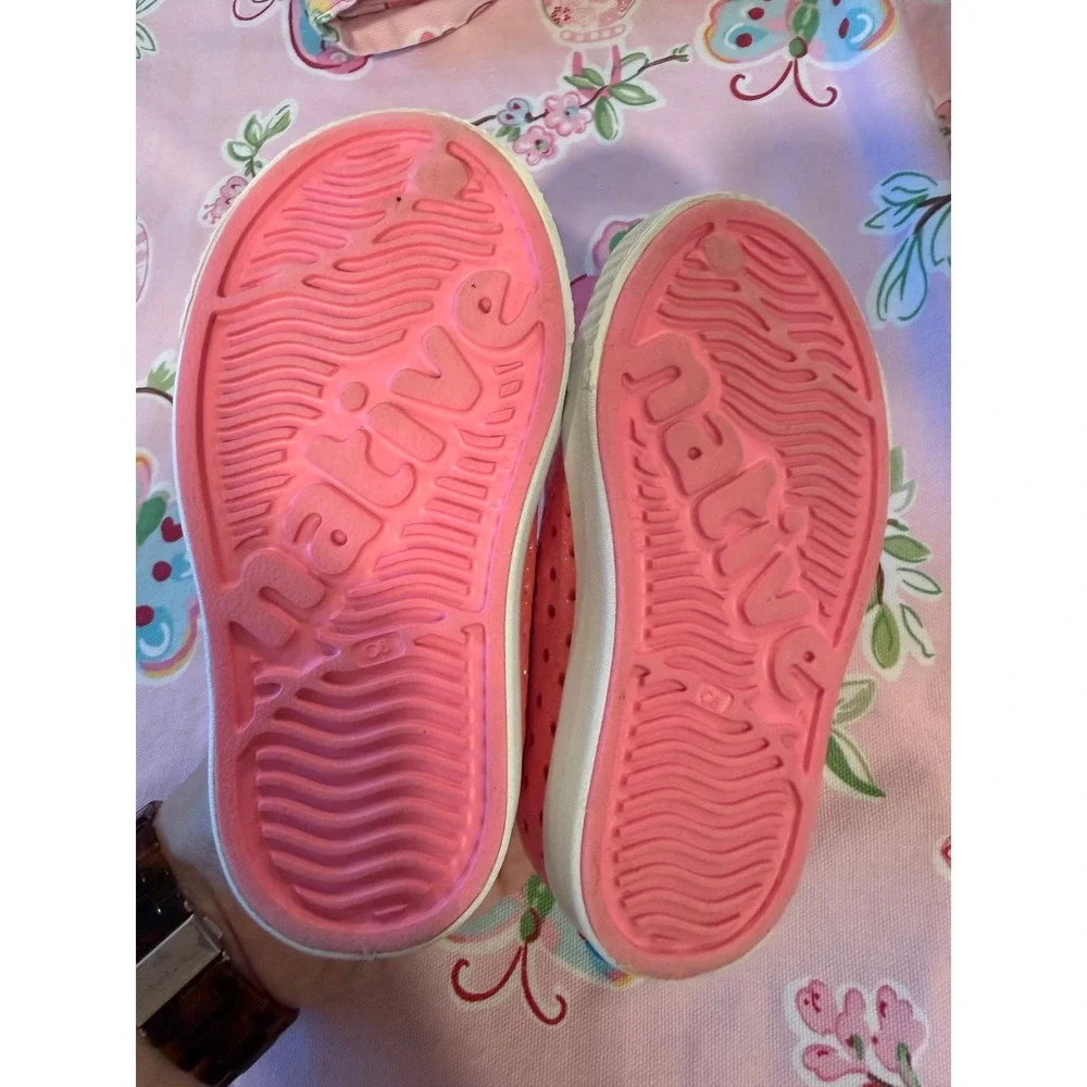 Native Shoes Juniper Pink Glitter Mary Jane Slip On Sneakers Kids Size C6